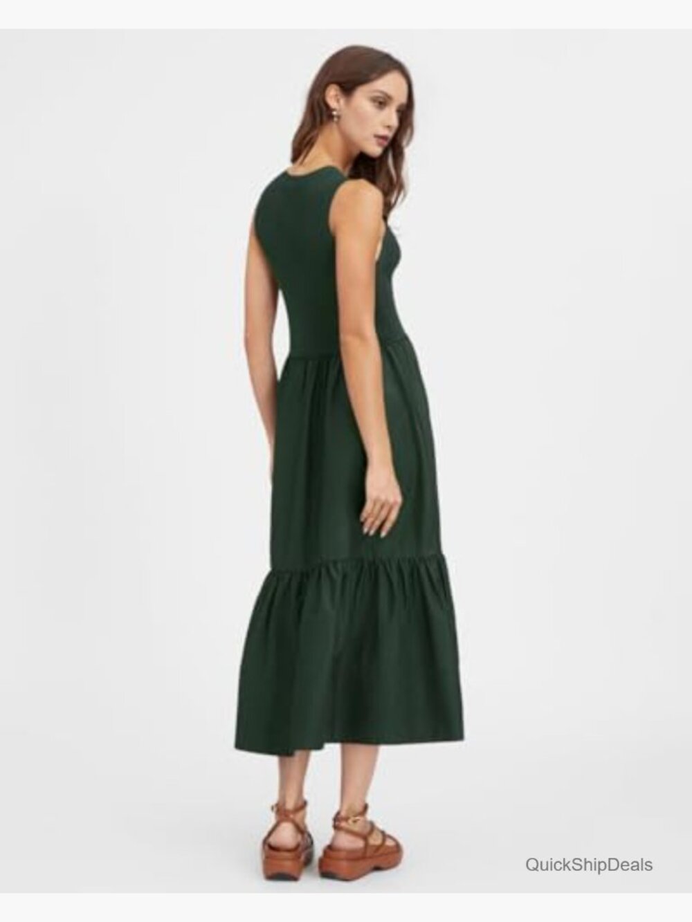 Sleeveless Smocked Tank Maxi Dress Tiered Casual Beach Sundress - Picture 4 of 6